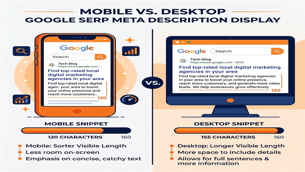 Mobile vs desktop meta description length comparison